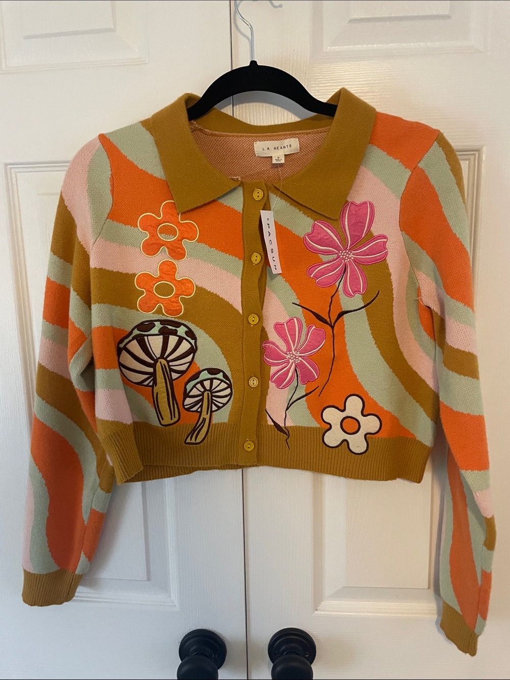 PacSun Olive Multi Floral & Mushroom Knit Cardigan